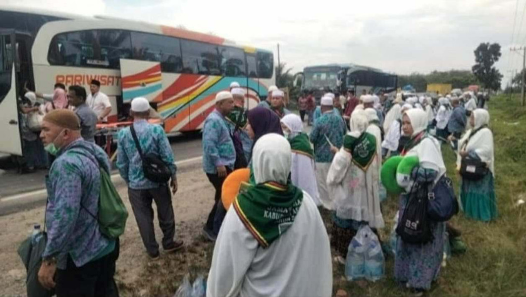 Bus Pengangkut Jemaah Haji Asal Asahan Kecelakaan Beruntun